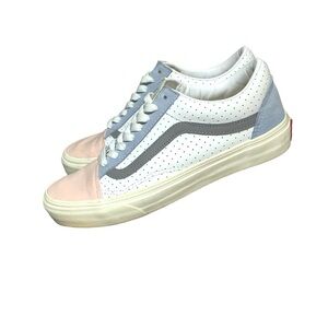 Vans Old Skool Perforated Leather/Textile White,pink, blue Size W 9 / M …
